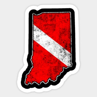 Indiana Dive Flag Scuba Diving State Map Dive Flag Distressed Sticker